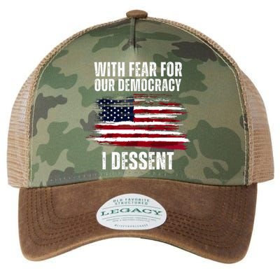 With Fear For Our Democracy I Dissent Usa Distressed Flag Legacy Tie Dye Trucker Hat