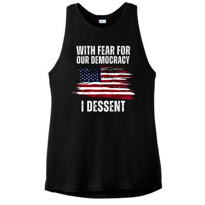 With Fear For Our Democracy I Dissent Usa Distressed Flag Ladies PosiCharge Tri-Blend Wicking Tank