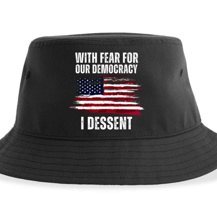 With Fear For Our Democracy I Dissent Usa Distressed Flag Sustainable Bucket Hat