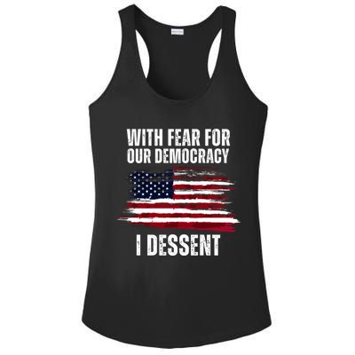 With Fear For Our Democracy I Dissent Usa Distressed Flag Ladies PosiCharge Competitor Racerback Tank