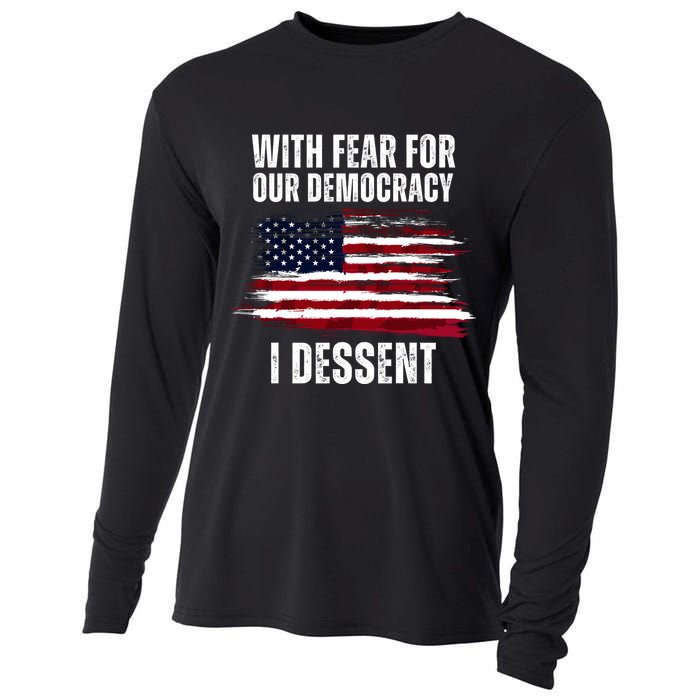 With Fear For Our Democracy I Dissent Usa Distressed Flag Cooling Performance Long Sleeve Crew