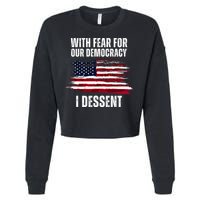 With Fear For Our Democracy I Dissent Usa Distressed Flag Cropped Pullover Crew
