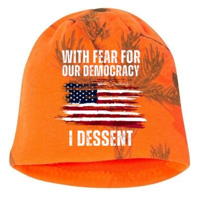 With Fear For Our Democracy I Dissent Usa Distressed Flag Kati - Camo Knit Beanie