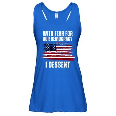 With Fear For Our Democracy I Dissent Usa Distressed Flag Ladies Essential Flowy Tank