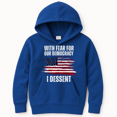With Fear For Our Democracy I Dissent Usa Distressed Flag Kids Hoodie