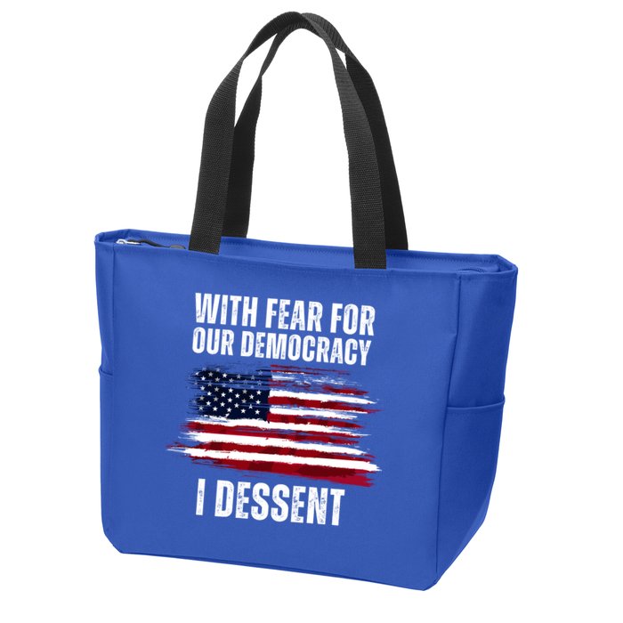 With Fear For Our Democracy I Dissent Usa Distressed Flag Zip Tote Bag