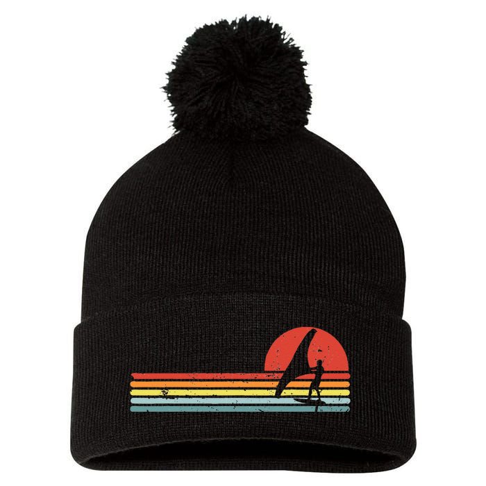 Wing Foiling Foil Surf Surfing Foiler Retro Vintage Surfer  Pom Pom 12in Knit Beanie