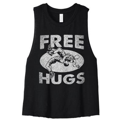 Wrestling Funny Free Hugs Wrestling Women's Racerback Cropped Tank