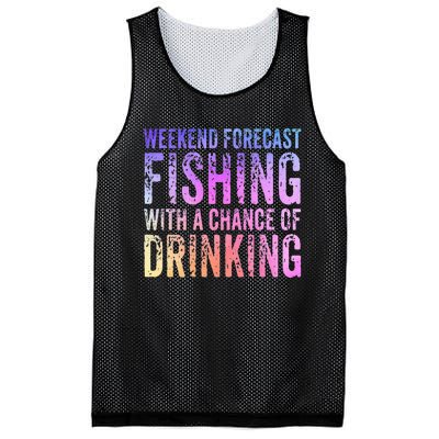 Weekend Forecast Fishing With A Chance Of Drinking Funny Mesh Reversible Basketball Jersey Tank