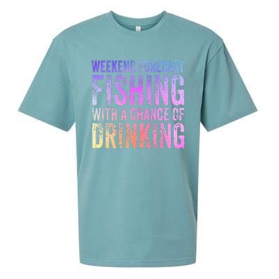 Weekend Forecast Fishing With A Chance Of Drinking Funny Sueded Cloud Jersey T-Shirt