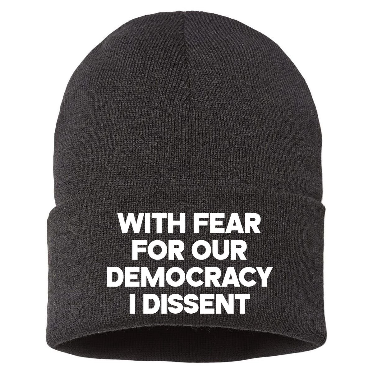 With Fear For Our Democracy I Dissent Sustainable Knit Beanie