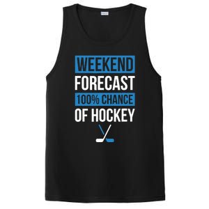 Weekend Forecast Funny Hockey Hockey Player Gift Tee PosiCharge Competitor Tank