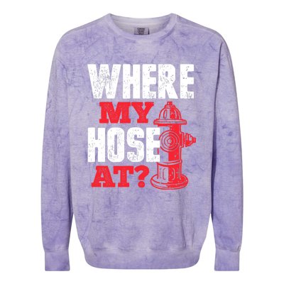 Wildland Firefighter Firefighting Fireman Where My Hose At Colorblast Crewneck Sweatshirt