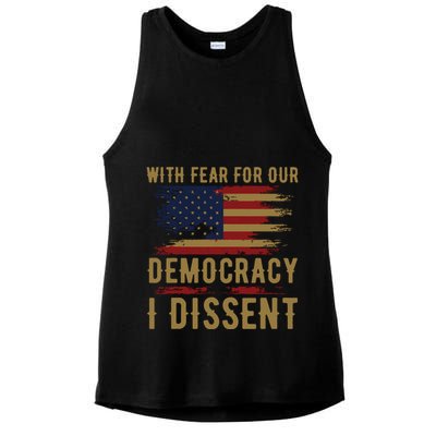 With Fear For Our Democracy I Dissent Us Flag Ladies PosiCharge Tri-Blend Wicking Tank