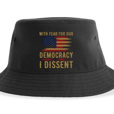With Fear For Our Democracy I Dissent Us Flag Sustainable Bucket Hat