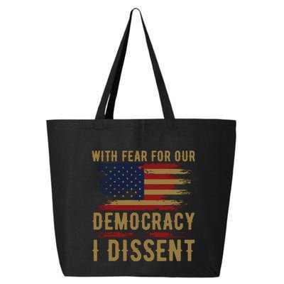 With Fear For Our Democracy I Dissent Us Flag 25L Jumbo Tote