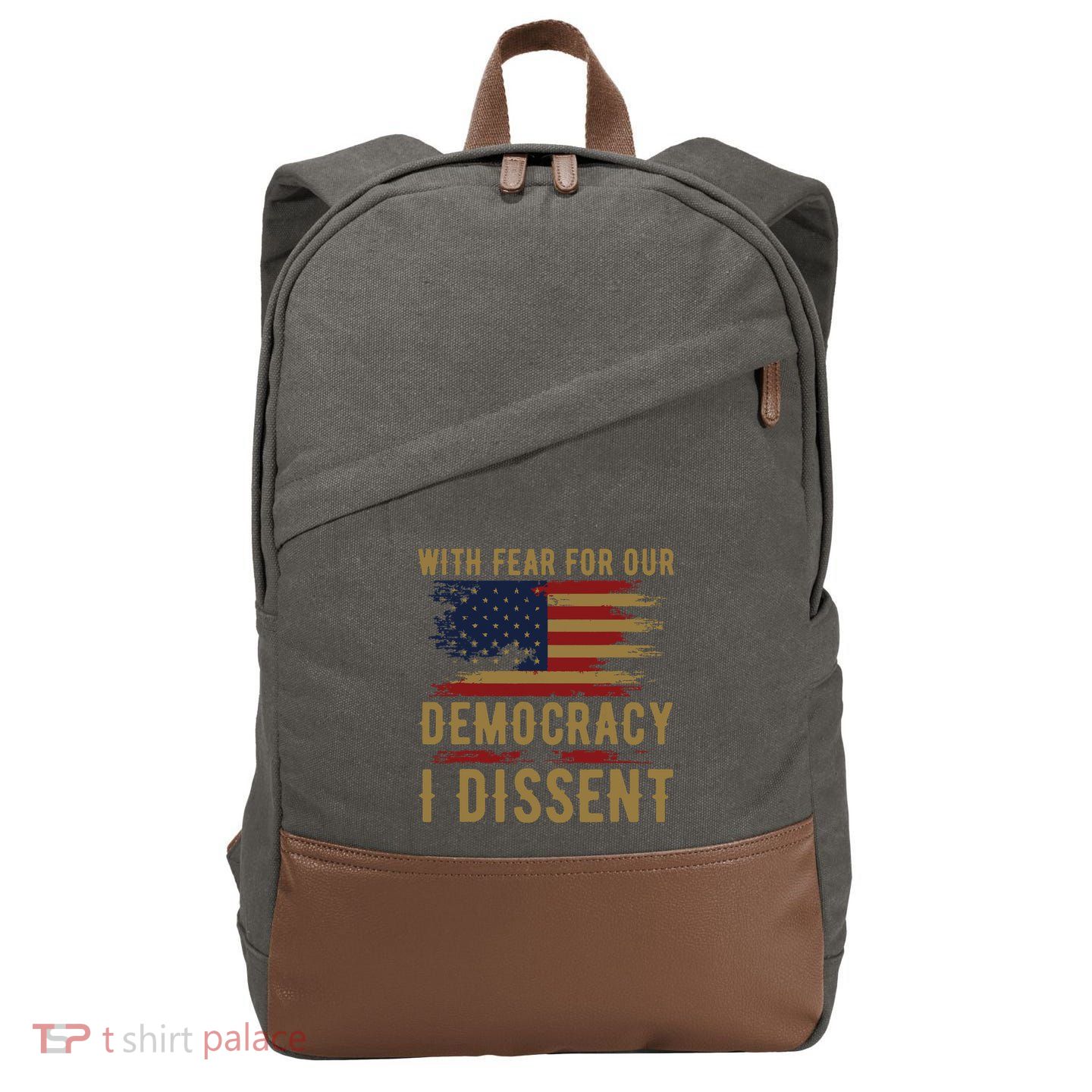 With Fear For Our Democracy I Dissent Us Flag Cotton Canvas Backpack
