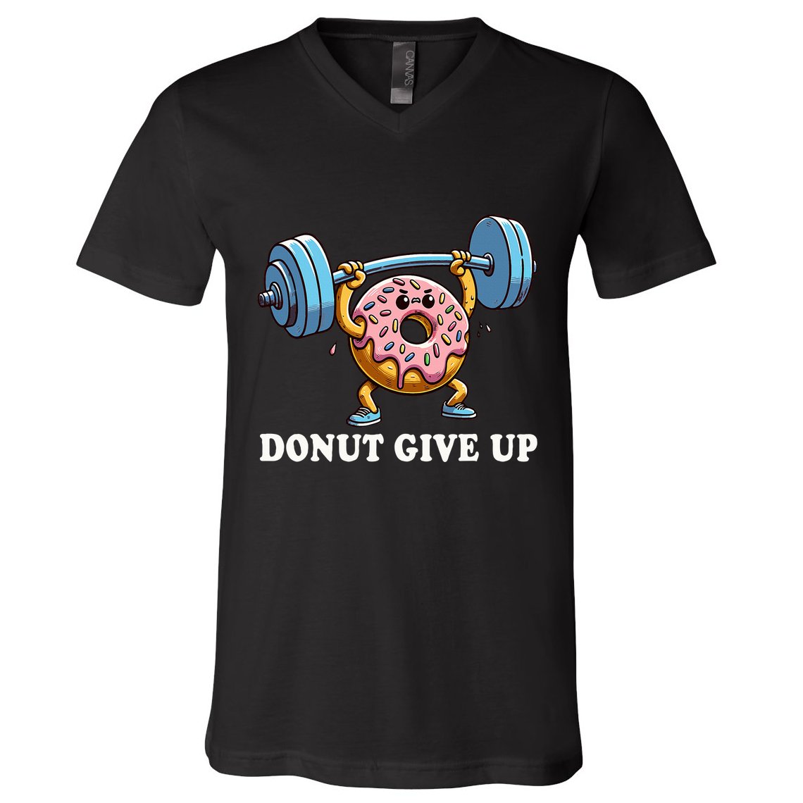 Weightlifting Funny Fitness Workout Gym Donut Lover V-Neck T-Shirt