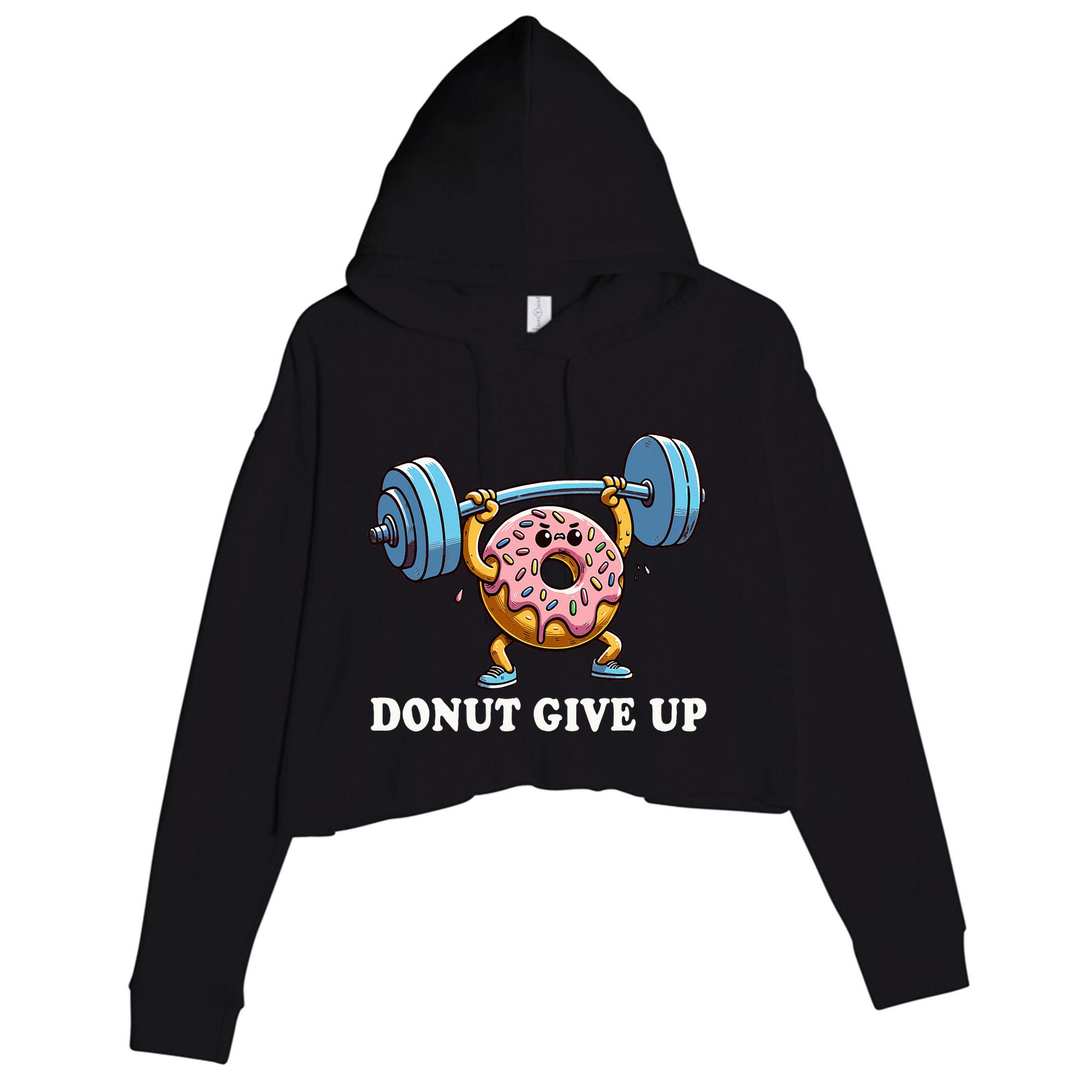 Weightlifting Funny Fitness Workout Gym Donut Lover Crop Fleece Hoodie