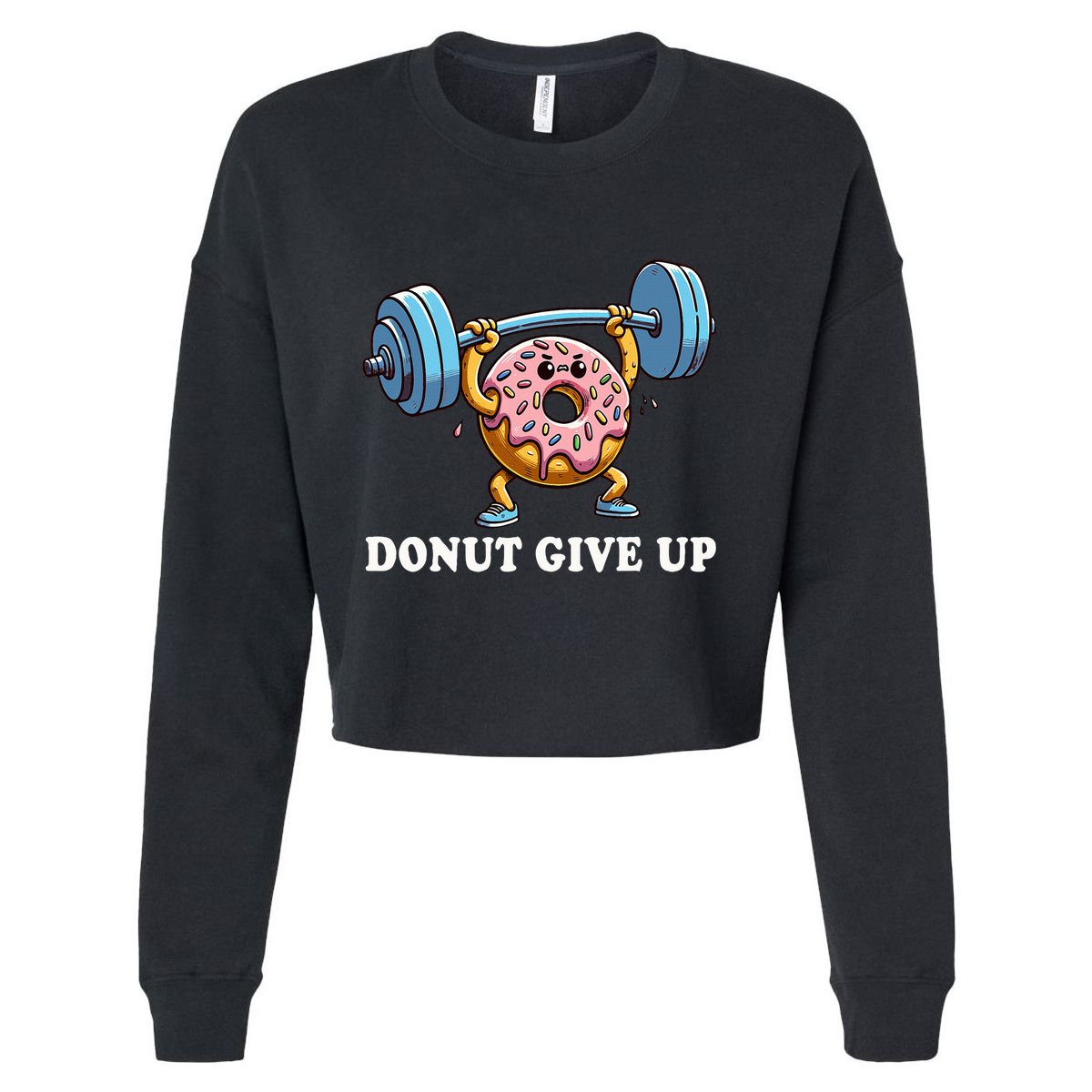 Weightlifting Funny Fitness Workout Gym Donut Lover Cropped Pullover Crew
