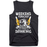 Weekend Forecast Fishing With Chance Drinking Cold Beer Tank Top