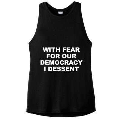 With Fear For Our Democracy I Dessent Ladies PosiCharge Tri-Blend Wicking Tank