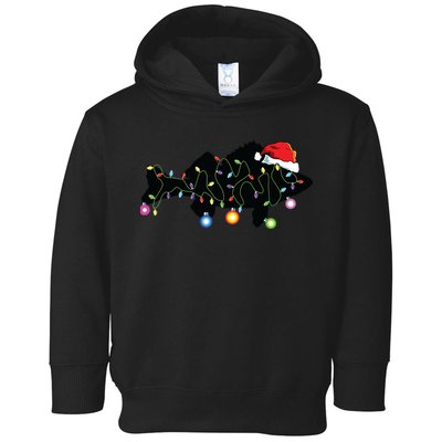 Walleye Fishing Funny Christmas Lights Fish Santa Hat Gift Toddler Hoodie