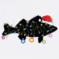 Walleye Fishing Funny Christmas Lights Fish Santa Hat Gift Tall T-Shirt