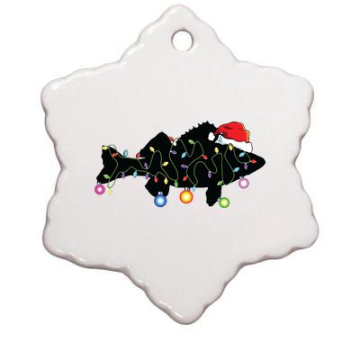 Walleye Fishing Funny Christmas Lights Fish Santa Hat Gift Ceramic Star Ornament