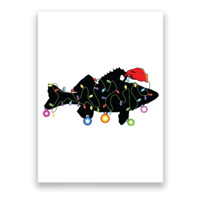 Walleye Fishing Funny Christmas Lights Fish Santa Hat Gift Poster