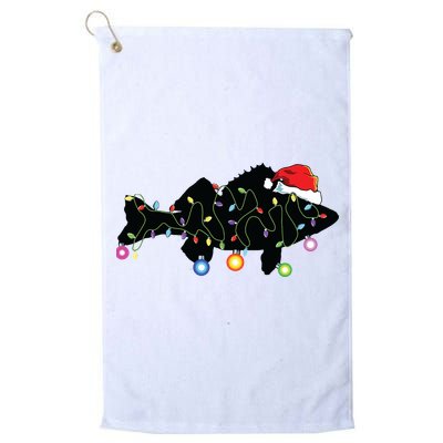 Walleye Fishing Funny Christmas Lights Fish Santa Hat Gift Golf Towel