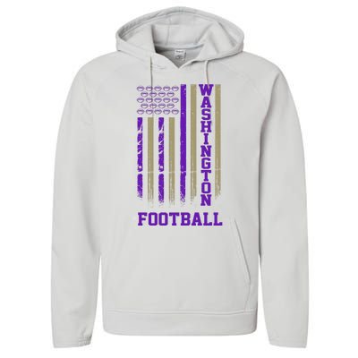 Washington Football Fan American Flag Performance Fleece Hoodie