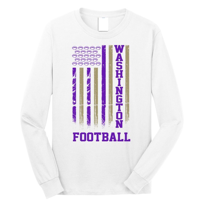 Washington Football Fan American Flag Long Sleeve Shirt