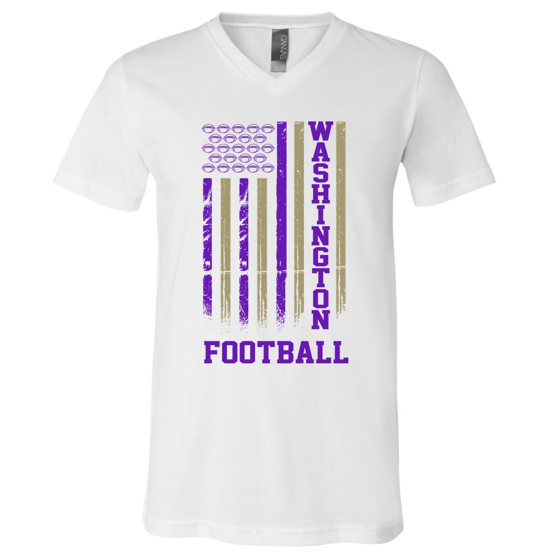 Washington Football Fan American Flag V-Neck T-Shirt