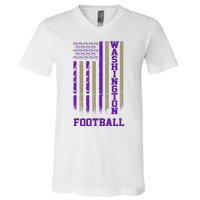 Washington Football Fan American Flag V-Neck T-Shirt