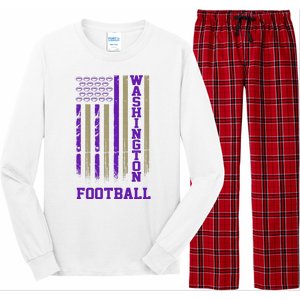 Washington Football Fan American Flag Long Sleeve Pajama Set