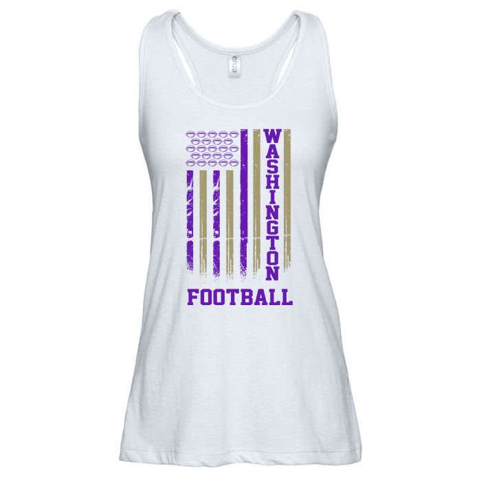 Washington Football Fan American Flag Ladies Essential Flowy Tank