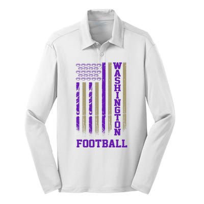 Washington Football Fan American Flag Silk Touch Performance Long Sleeve Polo