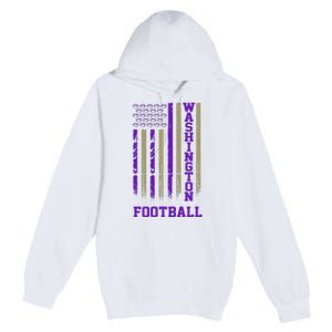 Washington Football Fan American Flag Premium Pullover Hoodie