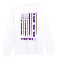 Washington Football Fan American Flag Premium Crewneck Sweatshirt