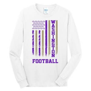 Washington Football Fan American Flag Tall Long Sleeve T-Shirt