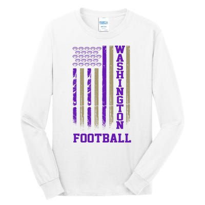 Washington Football Fan American Flag Tall Long Sleeve T-Shirt