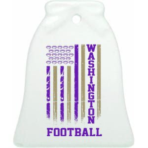 Washington Football Fan American Flag Ceramic Bell Ornament