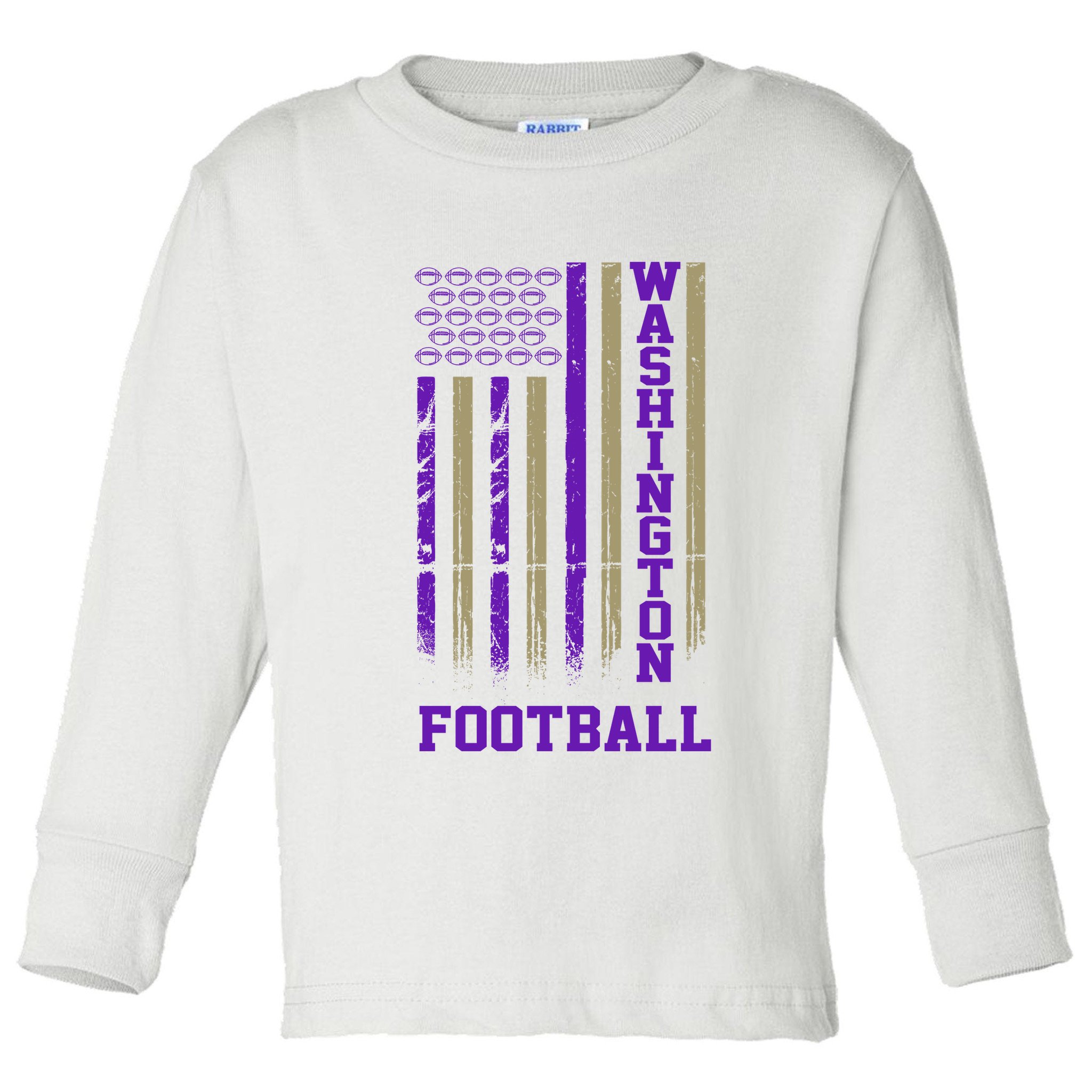 Washington Football Fan American Flag Toddler Long Sleeve Shirt