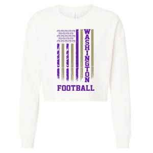 Washington Football Fan American Flag Cropped Pullover Crew