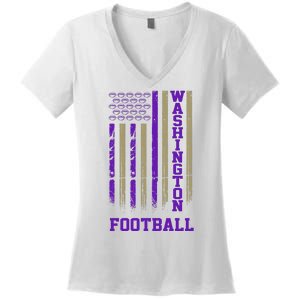 Washington Football Fan American Flag Women's V-Neck T-Shirt