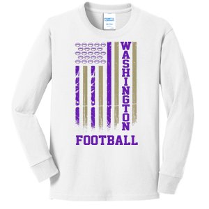 Washington Football Fan American Flag Kids Long Sleeve Shirt