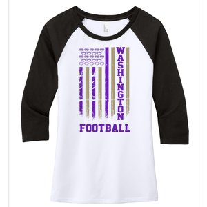 Washington Football Fan American Flag Women's Tri-Blend 3/4-Sleeve Raglan Shirt