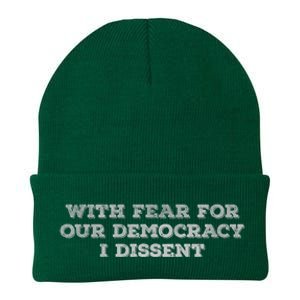 With Fear For Our Democracy I Dissent Trending Design Knit Cap Winter Beanie