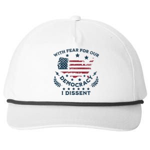 With Fear For Our Democracy I Dissent Us Flag Snapback Five-Panel Rope Hat